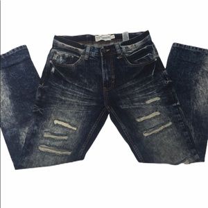 Acknowledge distressed stone wash denim jeans